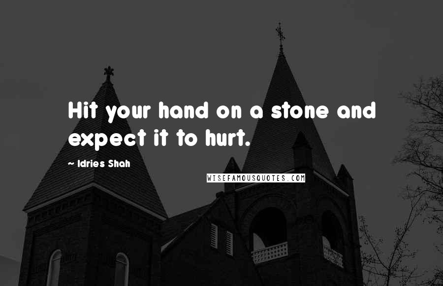 Idries Shah Quotes: Hit your hand on a stone and expect it to hurt.