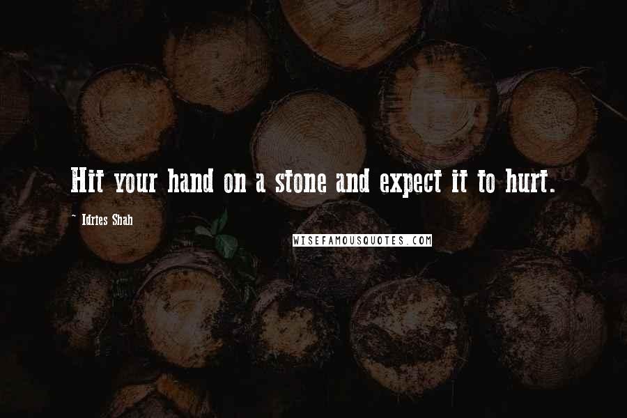 Idries Shah Quotes: Hit your hand on a stone and expect it to hurt.