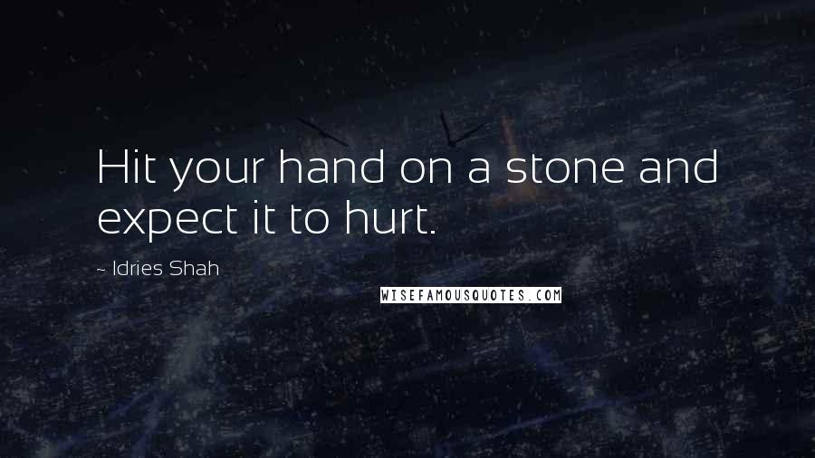 Idries Shah Quotes: Hit your hand on a stone and expect it to hurt.