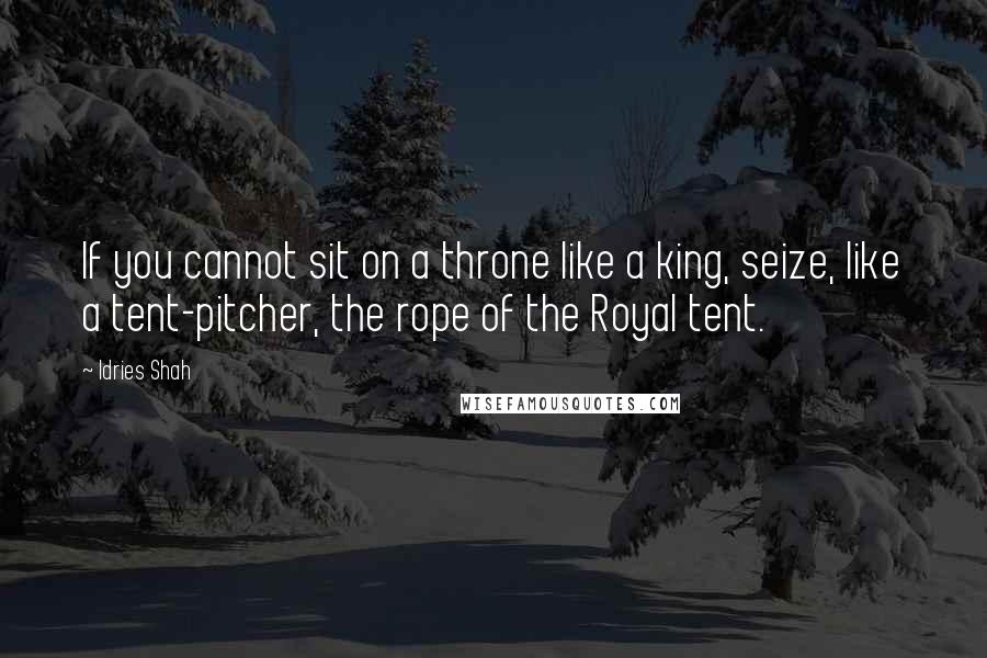 Idries Shah Quotes: If you cannot sit on a throne like a king, seize, like a tent-pitcher, the rope of the Royal tent.