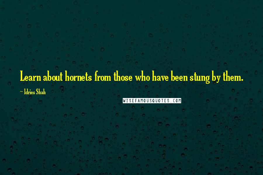 Idries Shah Quotes: Learn about hornets from those who have been stung by them.