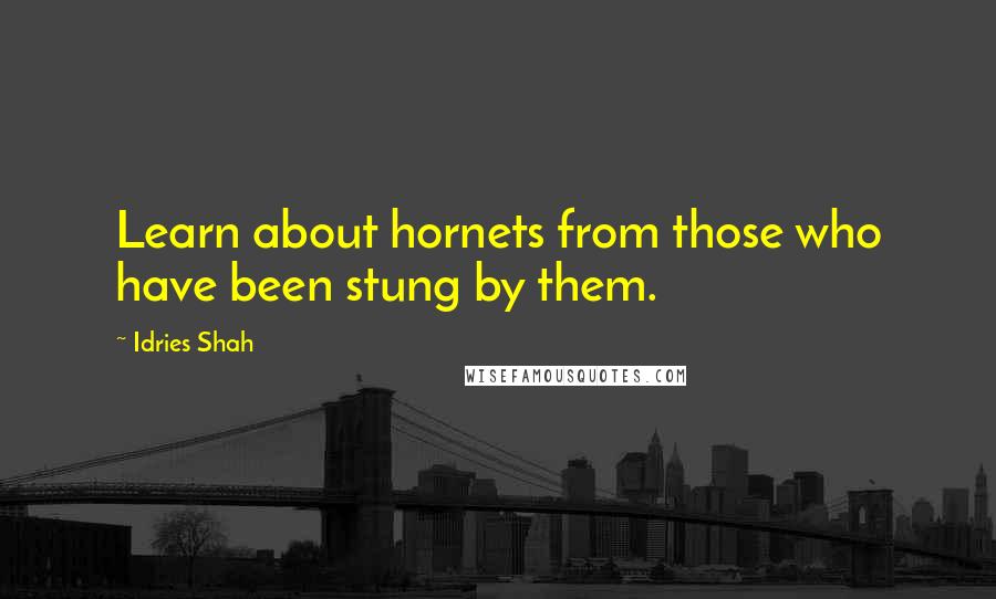 Idries Shah Quotes: Learn about hornets from those who have been stung by them.