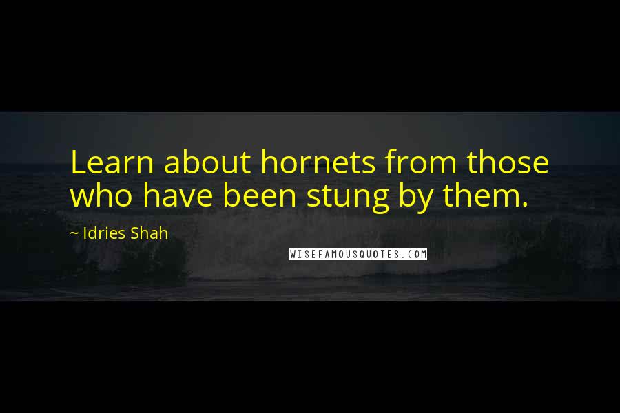 Idries Shah Quotes: Learn about hornets from those who have been stung by them.