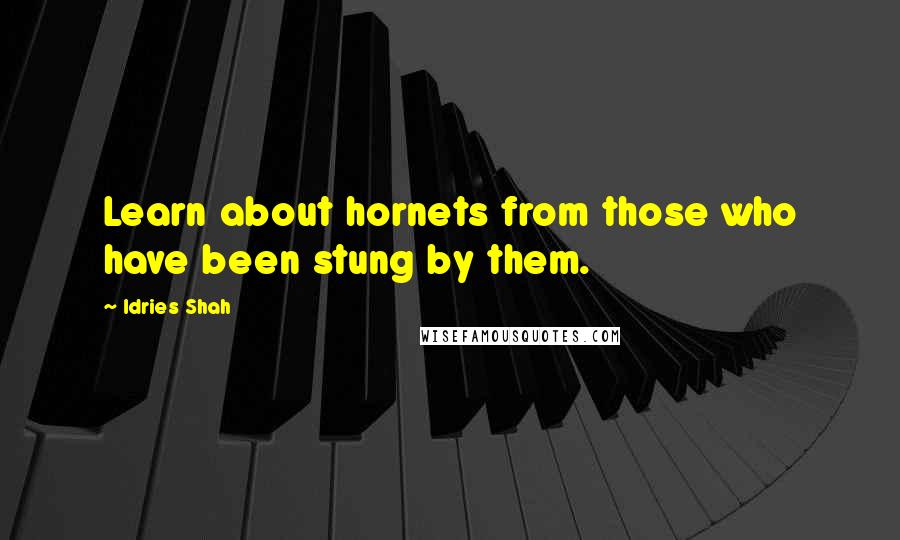 Idries Shah Quotes: Learn about hornets from those who have been stung by them.