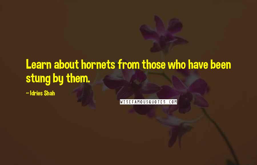 Idries Shah Quotes: Learn about hornets from those who have been stung by them.