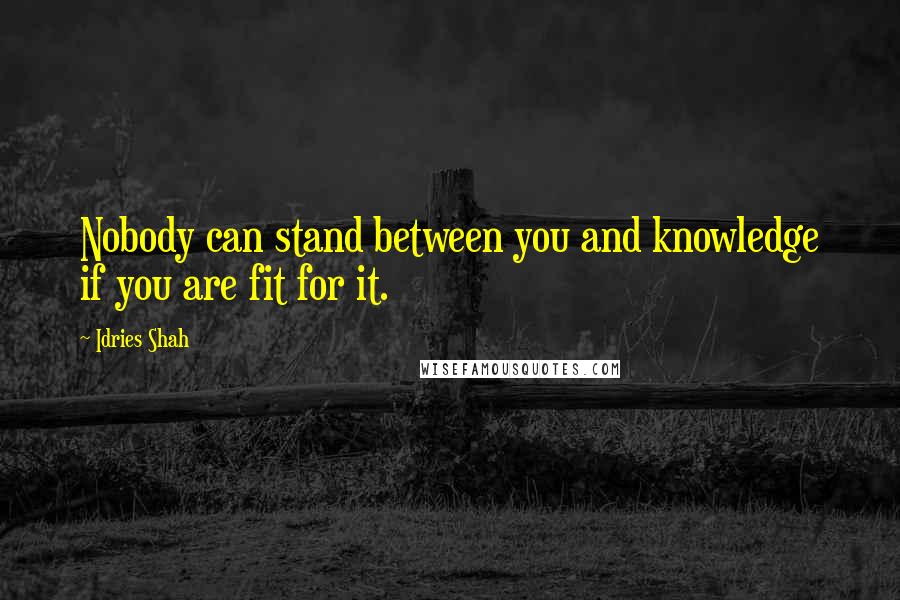 Idries Shah Quotes: Nobody can stand between you and knowledge if you are fit for it.