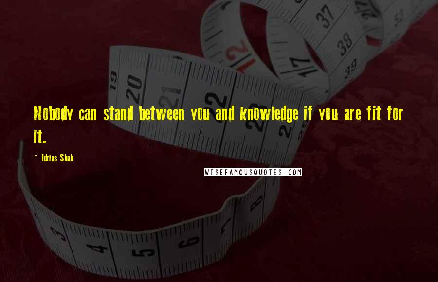 Idries Shah Quotes: Nobody can stand between you and knowledge if you are fit for it.