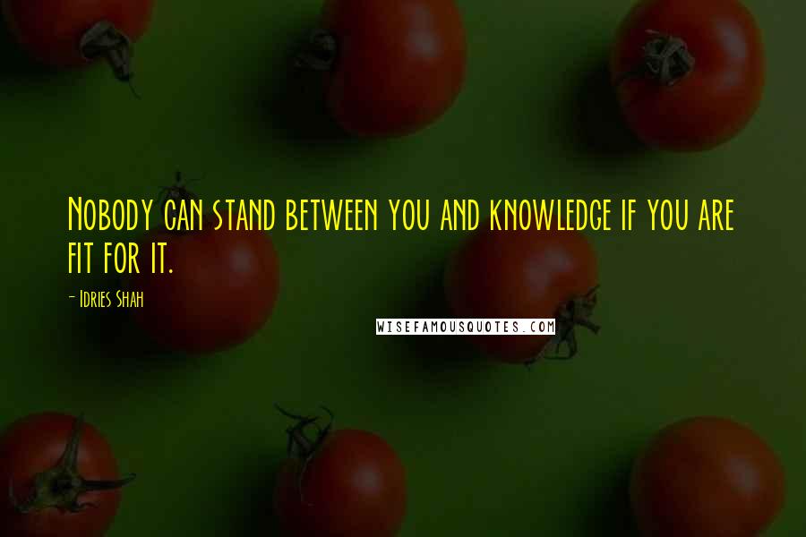 Idries Shah Quotes: Nobody can stand between you and knowledge if you are fit for it.