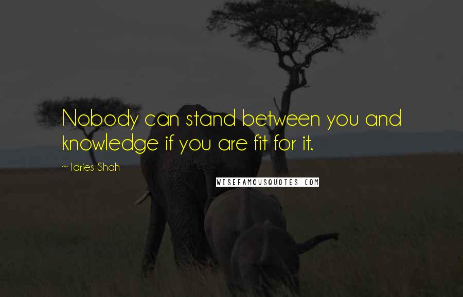 Idries Shah Quotes: Nobody can stand between you and knowledge if you are fit for it.