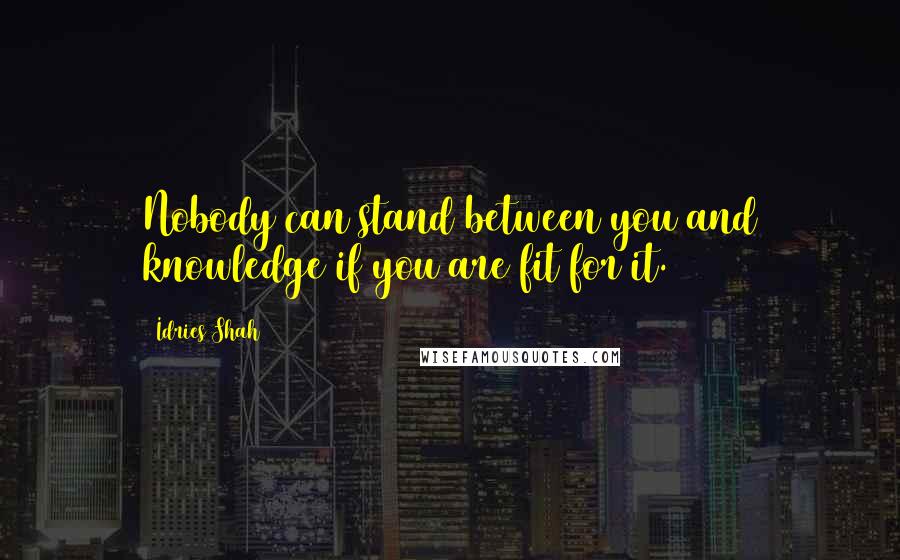 Idries Shah Quotes: Nobody can stand between you and knowledge if you are fit for it.