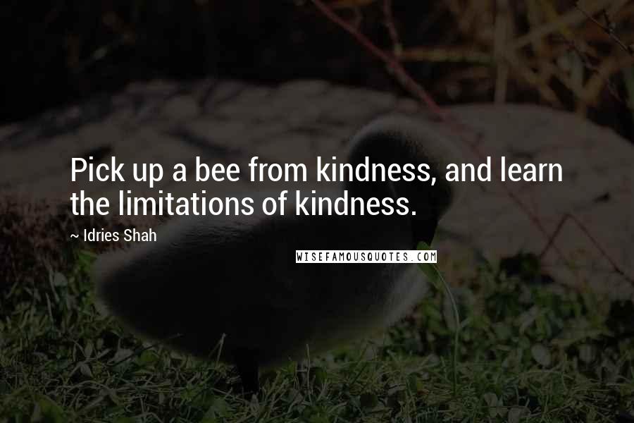 Idries Shah Quotes: Pick up a bee from kindness, and learn the limitations of kindness.