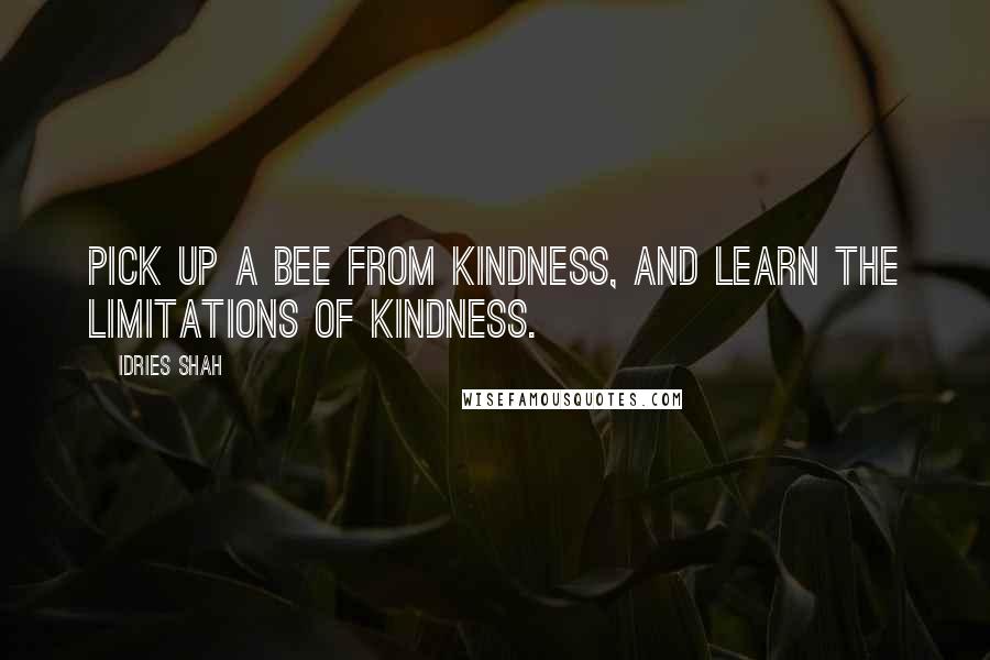 Idries Shah Quotes: Pick up a bee from kindness, and learn the limitations of kindness.