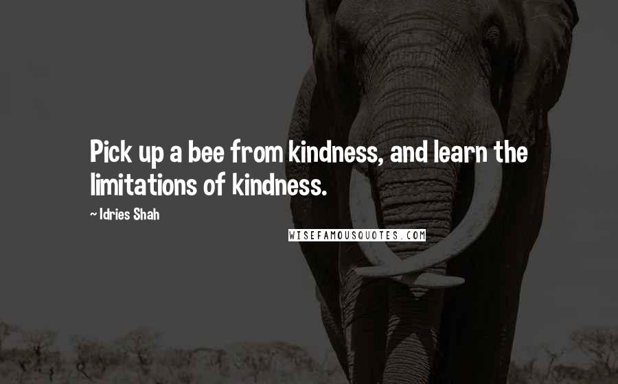 Idries Shah Quotes: Pick up a bee from kindness, and learn the limitations of kindness.