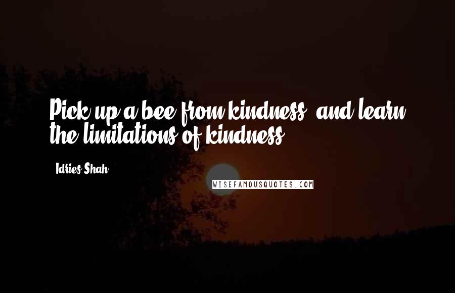 Idries Shah Quotes: Pick up a bee from kindness, and learn the limitations of kindness.