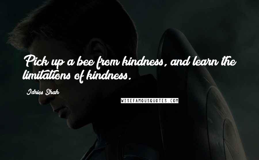Idries Shah Quotes: Pick up a bee from kindness, and learn the limitations of kindness.