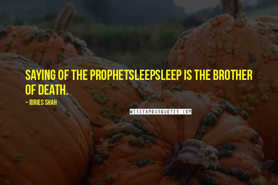 Idries Shah Quotes: Saying of the ProphetSleepSleep is the brother of death.