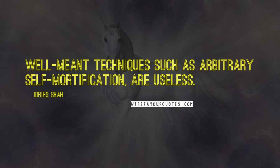 Idries Shah Quotes: Well-meant techniques such as arbitrary self-mortification, are useless.