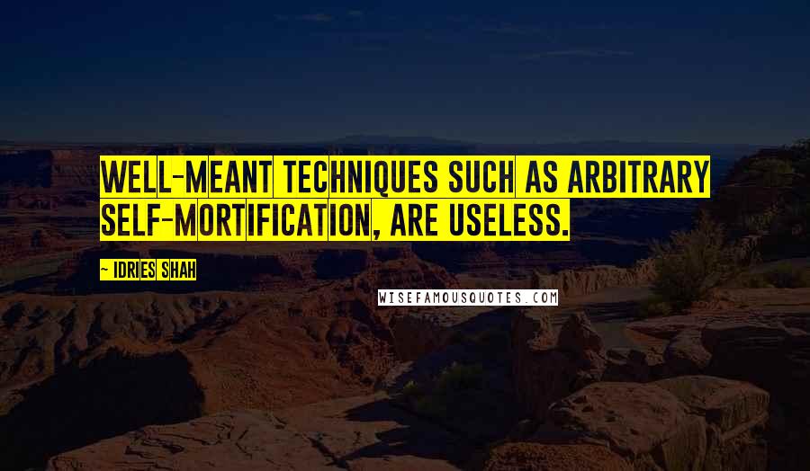 Idries Shah Quotes: Well-meant techniques such as arbitrary self-mortification, are useless.