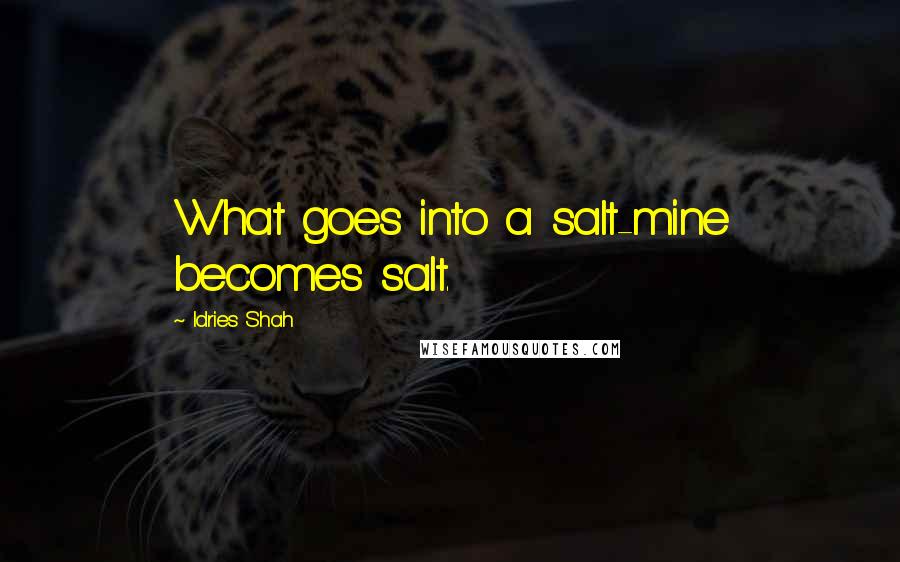 Idries Shah Quotes: What goes into a salt-mine becomes salt.