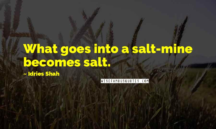 Idries Shah Quotes: What goes into a salt-mine becomes salt.