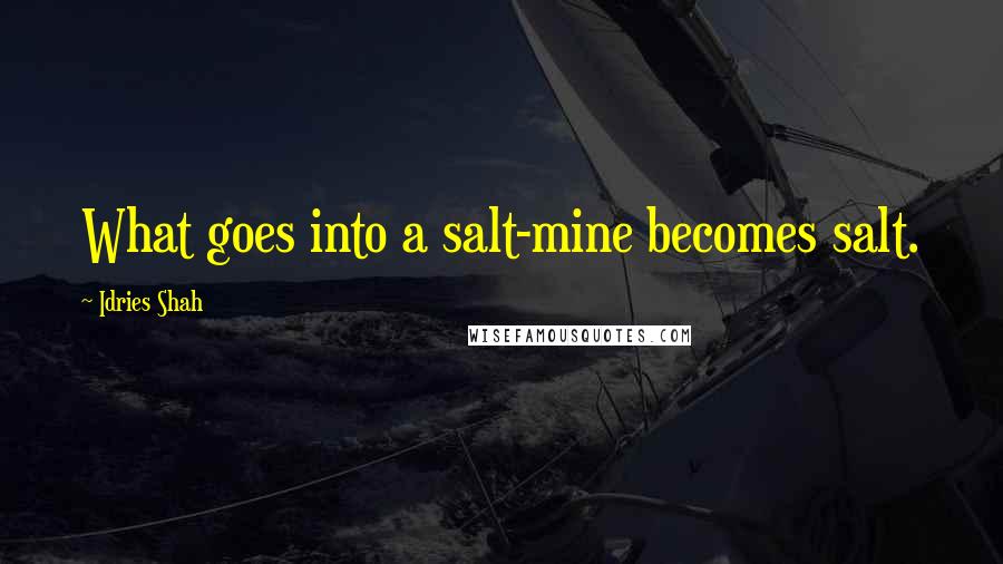 Idries Shah Quotes: What goes into a salt-mine becomes salt.