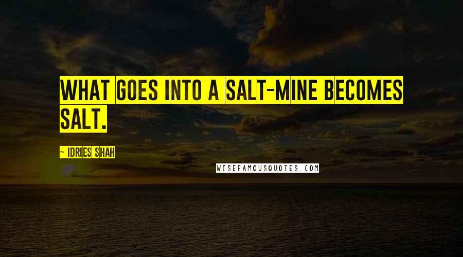 Idries Shah Quotes: What goes into a salt-mine becomes salt.