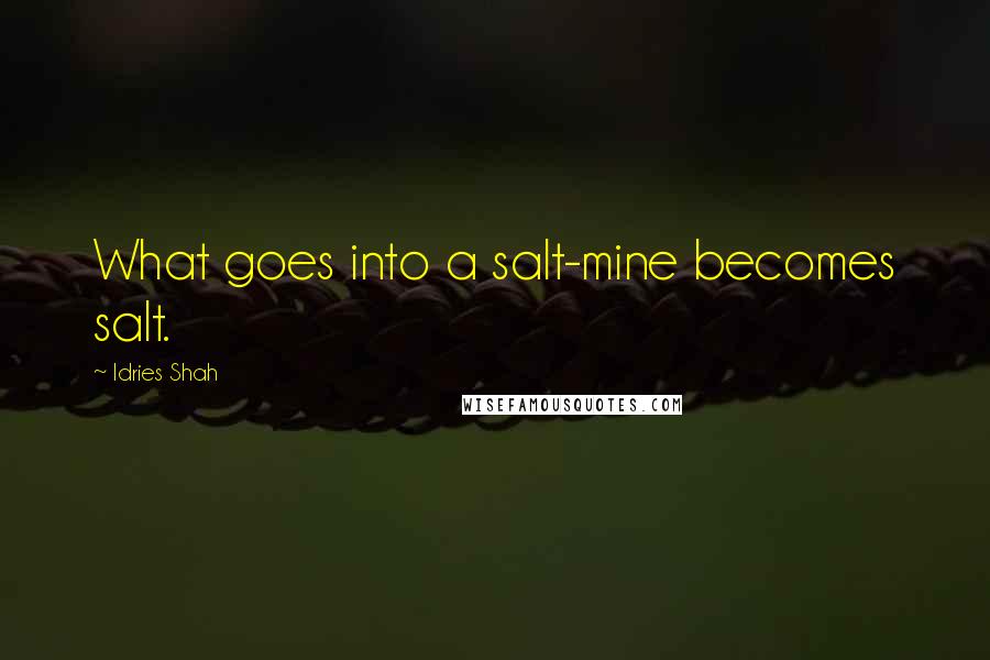 Idries Shah Quotes: What goes into a salt-mine becomes salt.