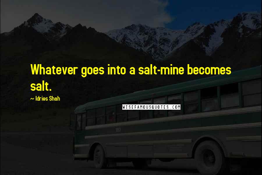 Idries Shah Quotes: Whatever goes into a salt-mine becomes salt.