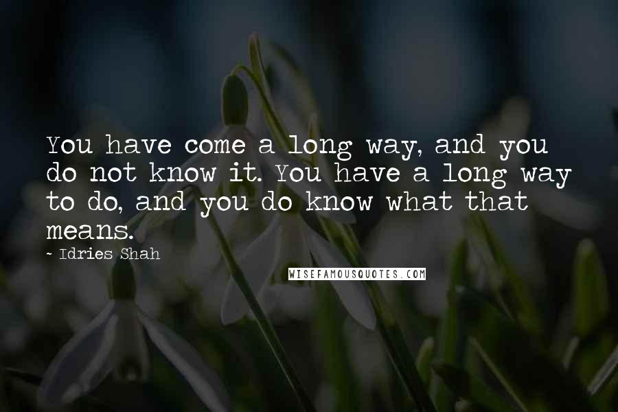 Idries Shah Quotes: You have come a long way, and you do not know it. You have a long way to do, and you do know what that means.