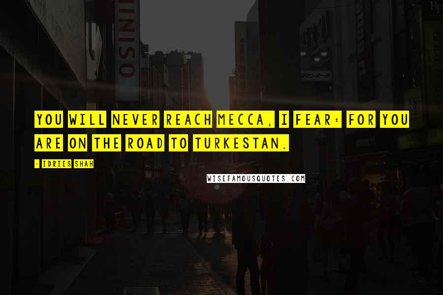 Idries Shah Quotes: You will never reach Mecca, I fear: for you are on the road to Turkestan.