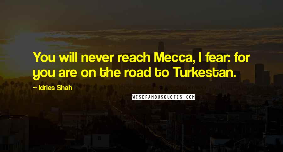 Idries Shah Quotes: You will never reach Mecca, I fear: for you are on the road to Turkestan.