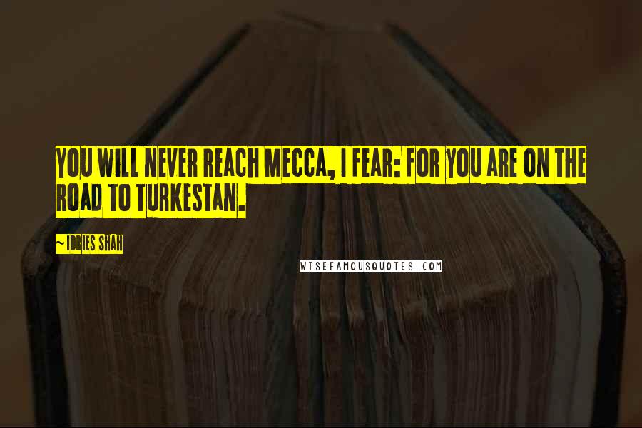 Idries Shah Quotes: You will never reach Mecca, I fear: for you are on the road to Turkestan.