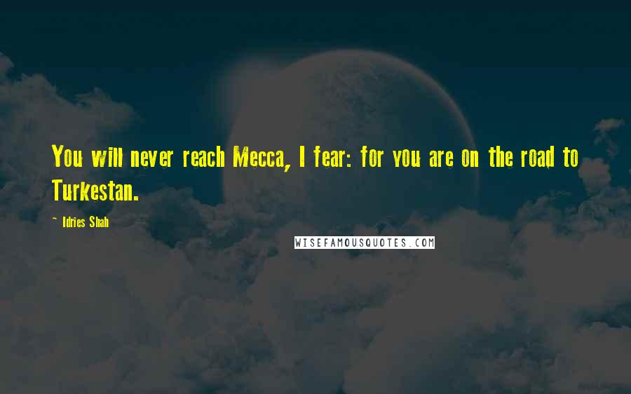 Idries Shah Quotes: You will never reach Mecca, I fear: for you are on the road to Turkestan.