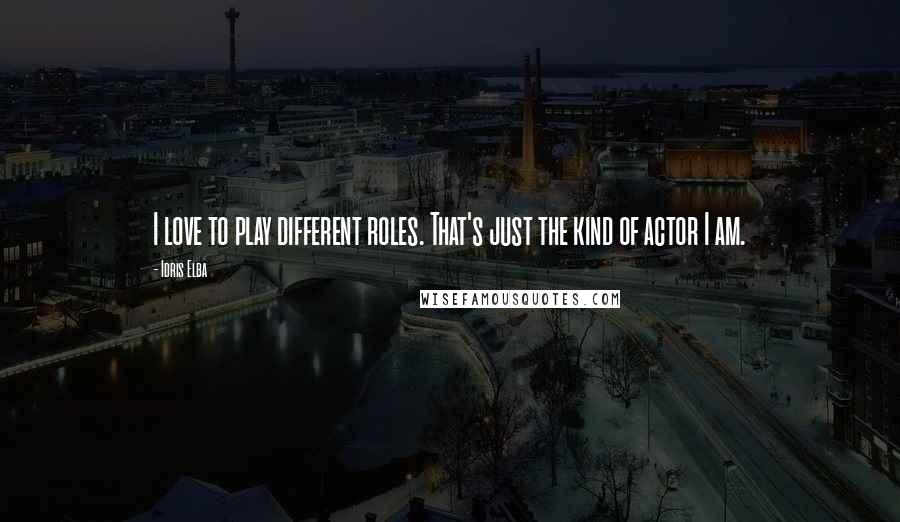 Idris Elba Quotes: I love to play different roles. That's just the kind of actor I am.