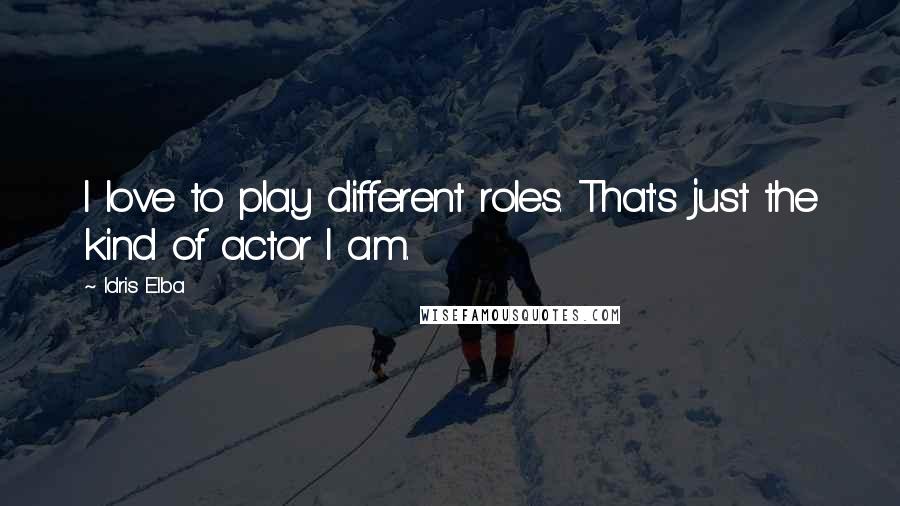 Idris Elba Quotes: I love to play different roles. That's just the kind of actor I am.