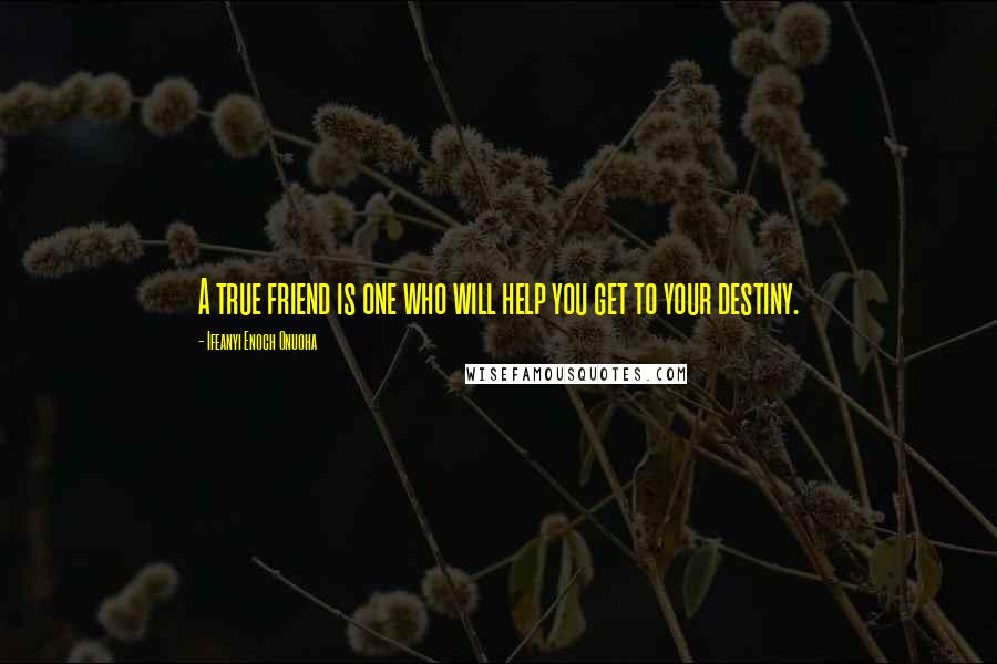 Ifeanyi Enoch Onuoha Quotes: A true friend is one who will help you get to your destiny.