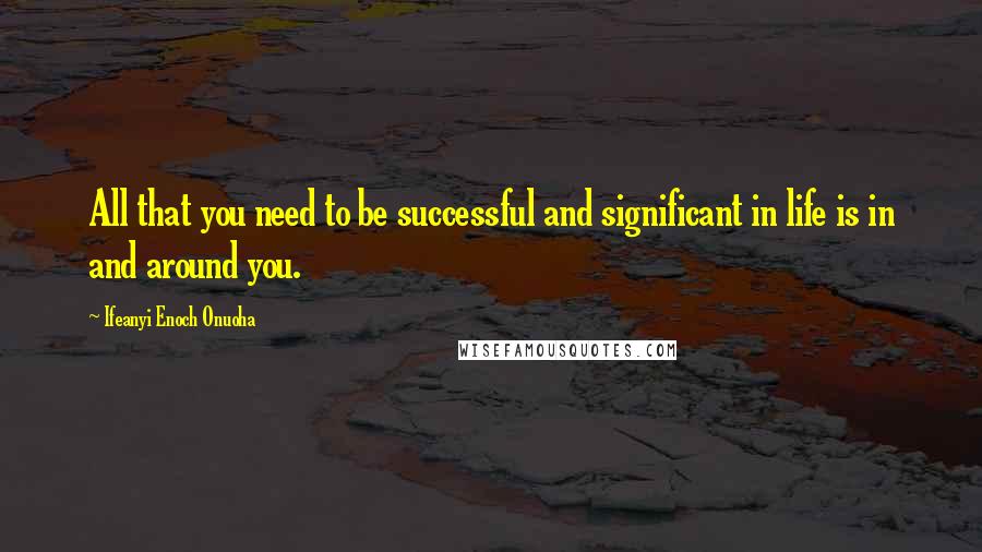 Ifeanyi Enoch Onuoha Quotes: All that you need to be successful and significant in life is in and around you.