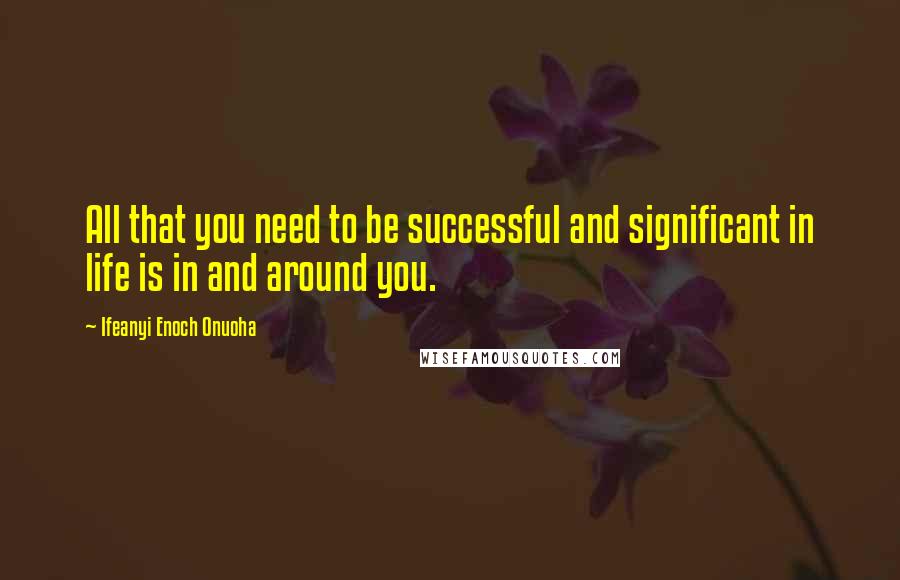 Ifeanyi Enoch Onuoha Quotes: All that you need to be successful and significant in life is in and around you.