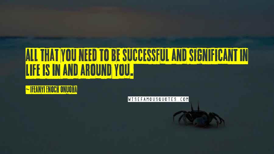 Ifeanyi Enoch Onuoha Quotes: All that you need to be successful and significant in life is in and around you.
