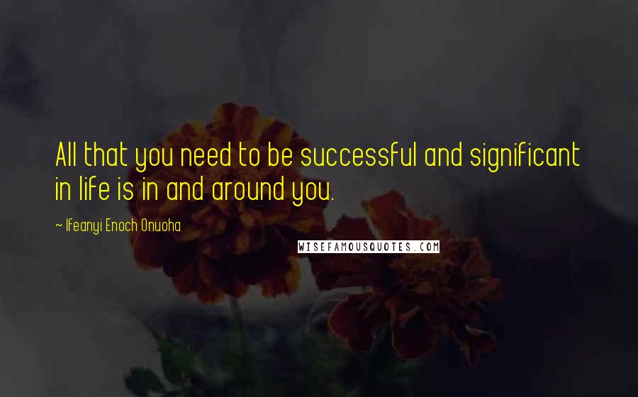 Ifeanyi Enoch Onuoha Quotes: All that you need to be successful and significant in life is in and around you.