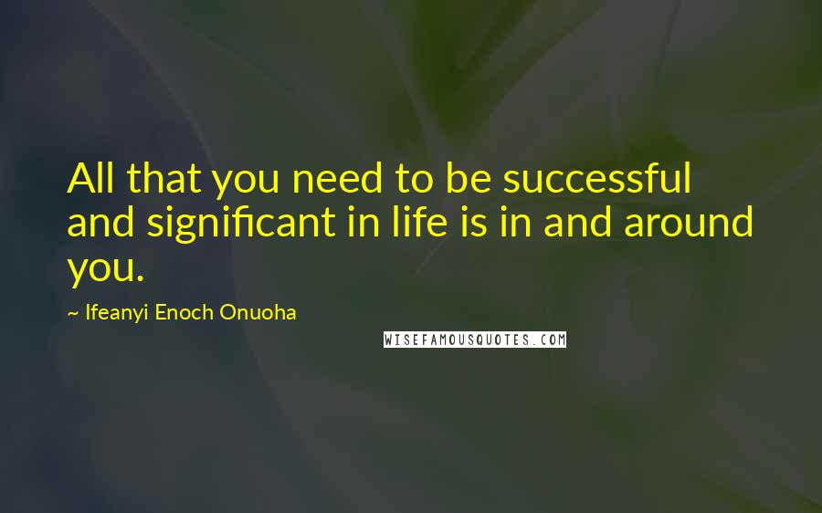 Ifeanyi Enoch Onuoha Quotes: All that you need to be successful and significant in life is in and around you.