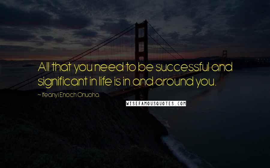 Ifeanyi Enoch Onuoha Quotes: All that you need to be successful and significant in life is in and around you.