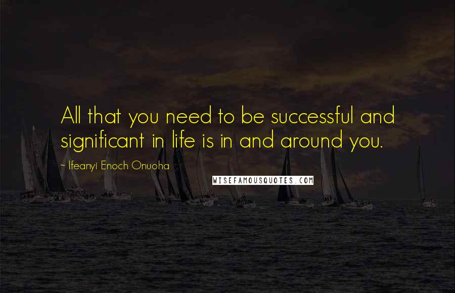 Ifeanyi Enoch Onuoha Quotes: All that you need to be successful and significant in life is in and around you.