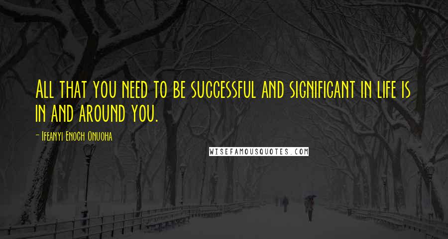 Ifeanyi Enoch Onuoha Quotes: All that you need to be successful and significant in life is in and around you.