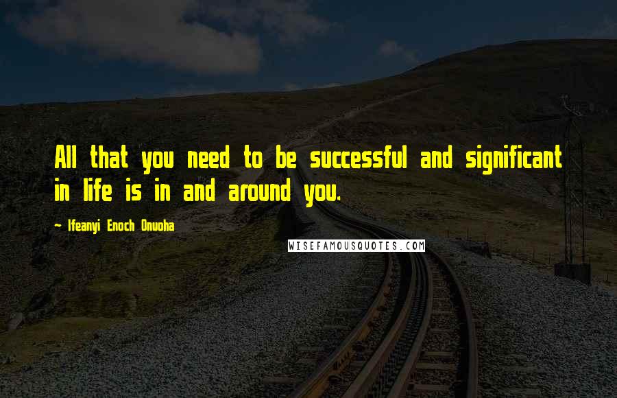 Ifeanyi Enoch Onuoha Quotes: All that you need to be successful and significant in life is in and around you.