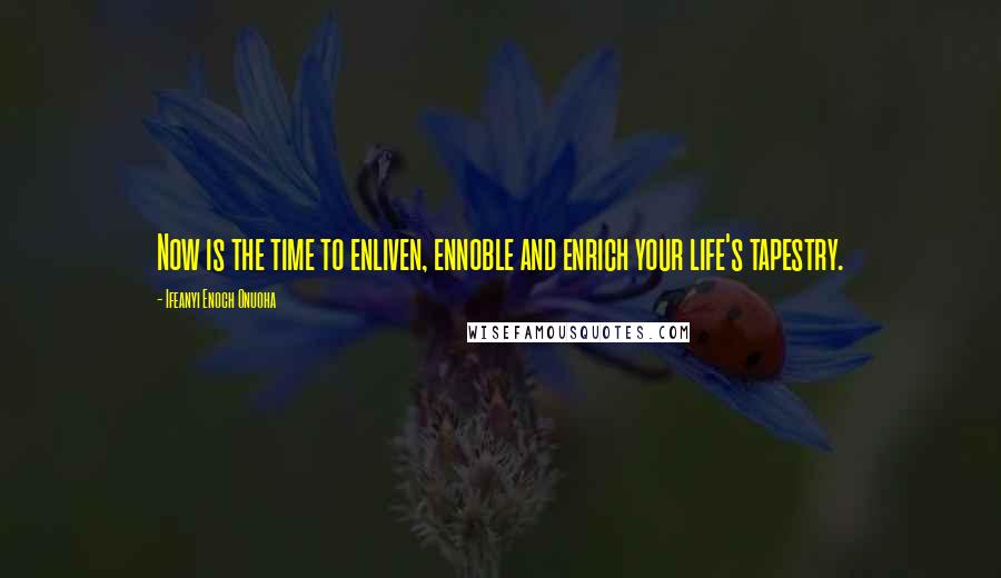 Ifeanyi Enoch Onuoha Quotes: Now is the time to enliven, ennoble and enrich your life's tapestry.