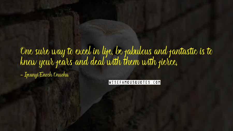 Ifeanyi Enoch Onuoha Quotes: One sure way to excel in life, be fabulous and fantastic is to know your fears and deal with them with fierce.