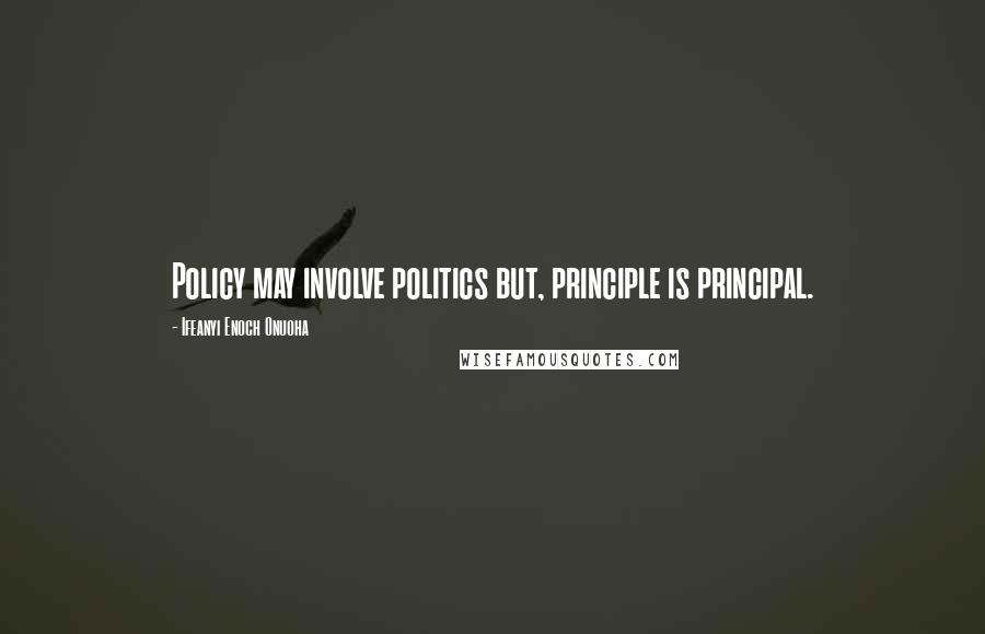 Ifeanyi Enoch Onuoha Quotes: Policy may involve politics but, principle is principal.