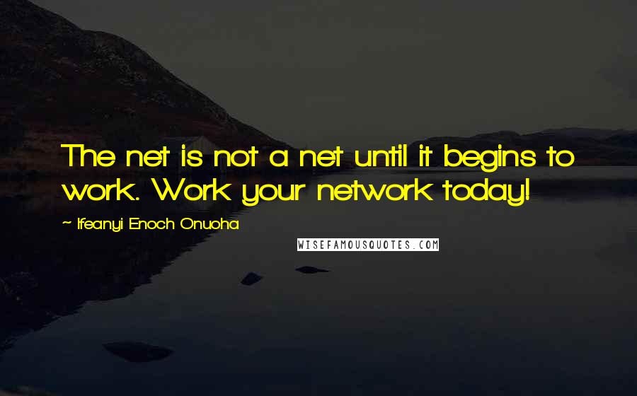 Ifeanyi Enoch Onuoha Quotes: The net is not a net until it begins to work. Work your network today!