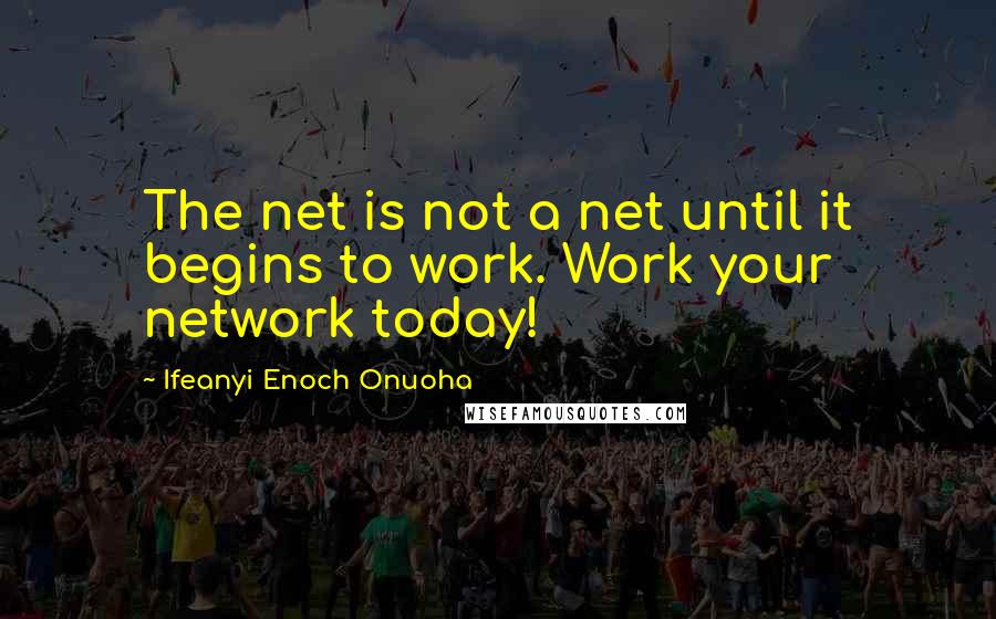 Ifeanyi Enoch Onuoha Quotes: The net is not a net until it begins to work. Work your network today!